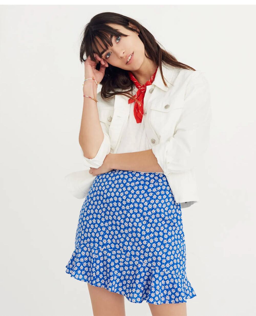 MADEWELL NWT Ruffle-Edge Skirt in Mini Daisy J3257 // 2